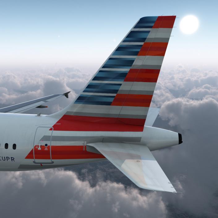 3D Airbus A319 American Airlines Rigged