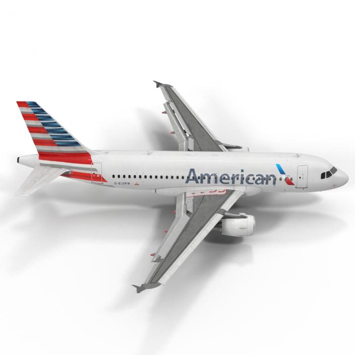 3D Airbus A319 American Airlines Rigged