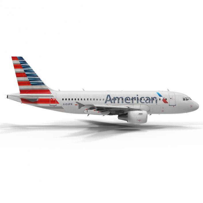 3D Airbus A319 American Airlines Rigged