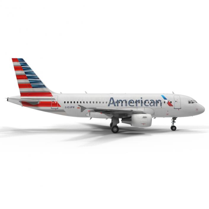 3D Airbus A319 American Airlines Rigged