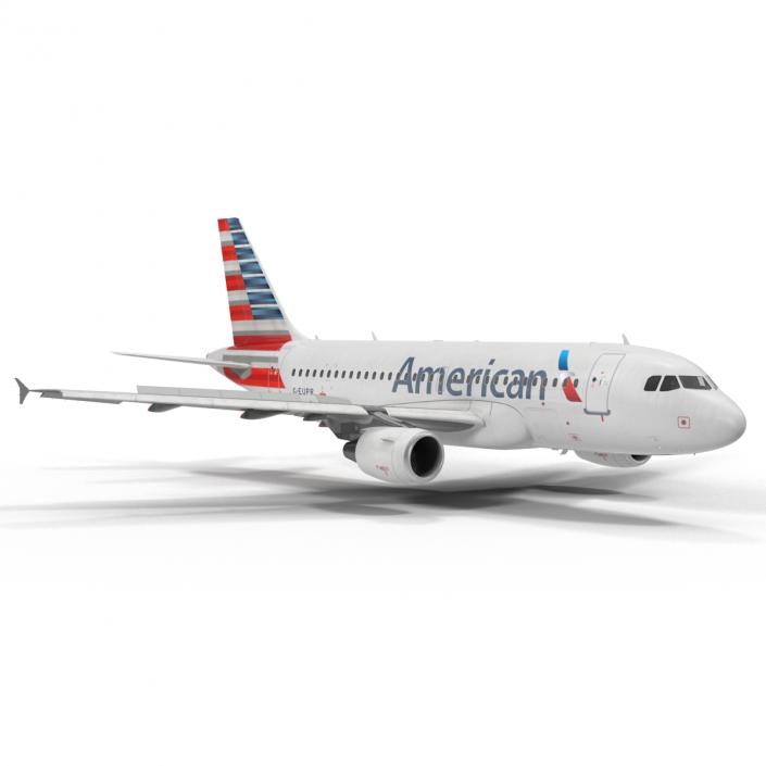 3D Airbus A319 American Airlines Rigged