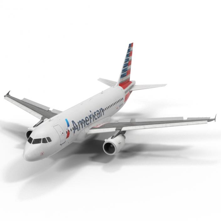 3D Airbus A319 American Airlines Rigged