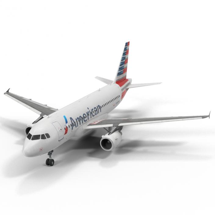 3D Airbus A319 American Airlines Rigged