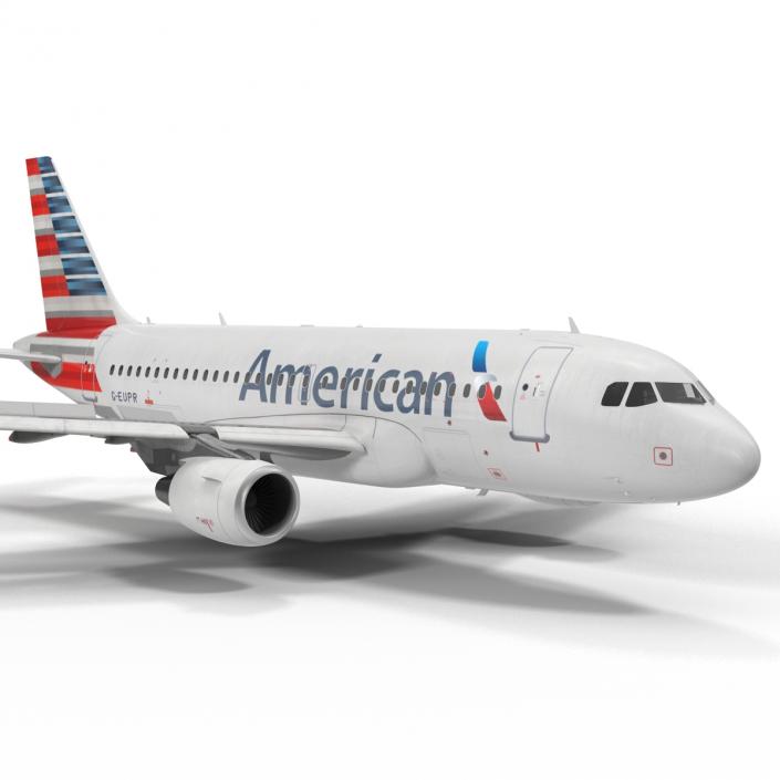 3D Airbus A319 American Airlines Rigged