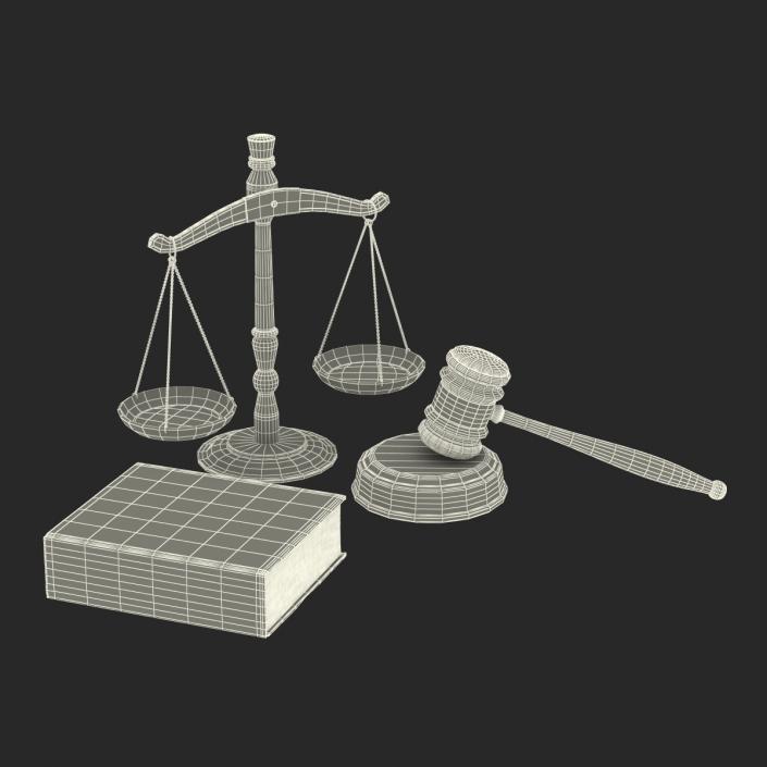 3D Legal Gavel Scales And Law Book