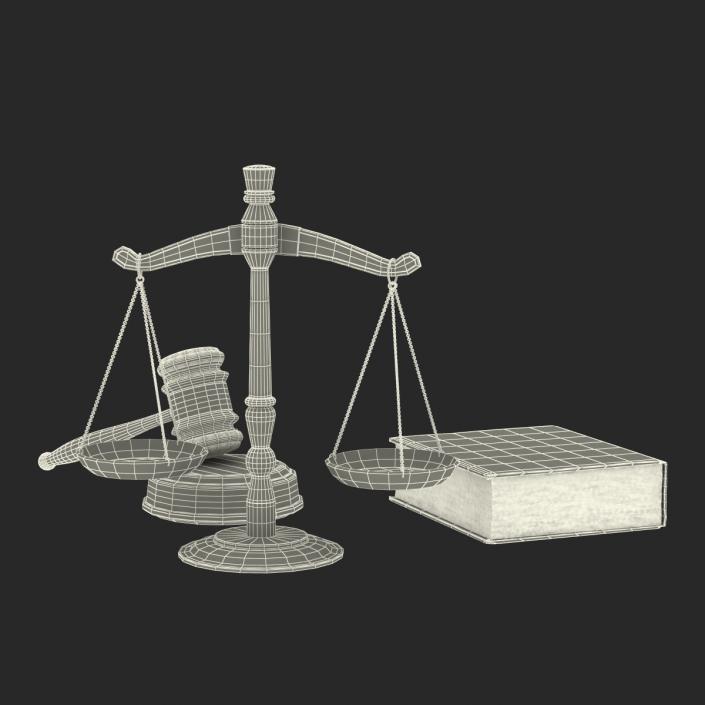 3D Legal Gavel Scales And Law Book