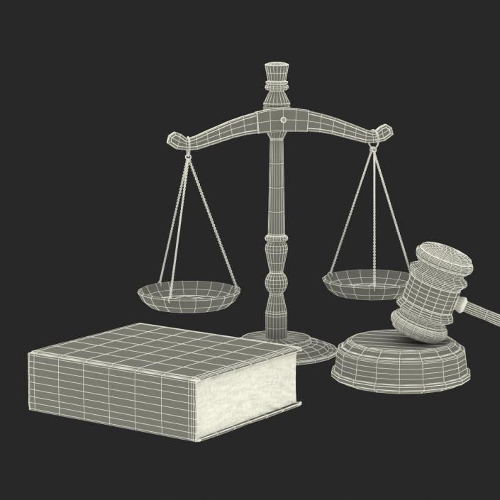 3D Legal Gavel Scales And Law Book