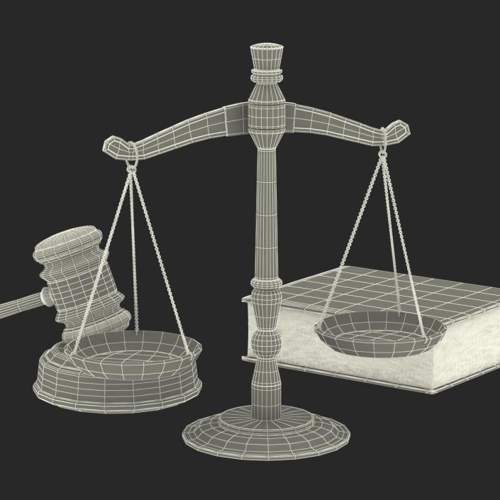 3D Legal Gavel Scales And Law Book