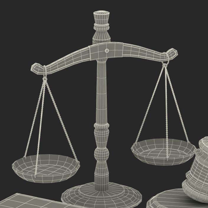 3D Legal Gavel Scales And Law Book