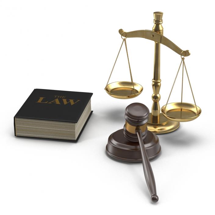 3D Legal Gavel Scales And Law Book