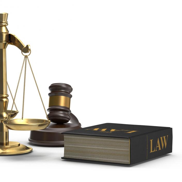 3D Legal Gavel Scales And Law Book