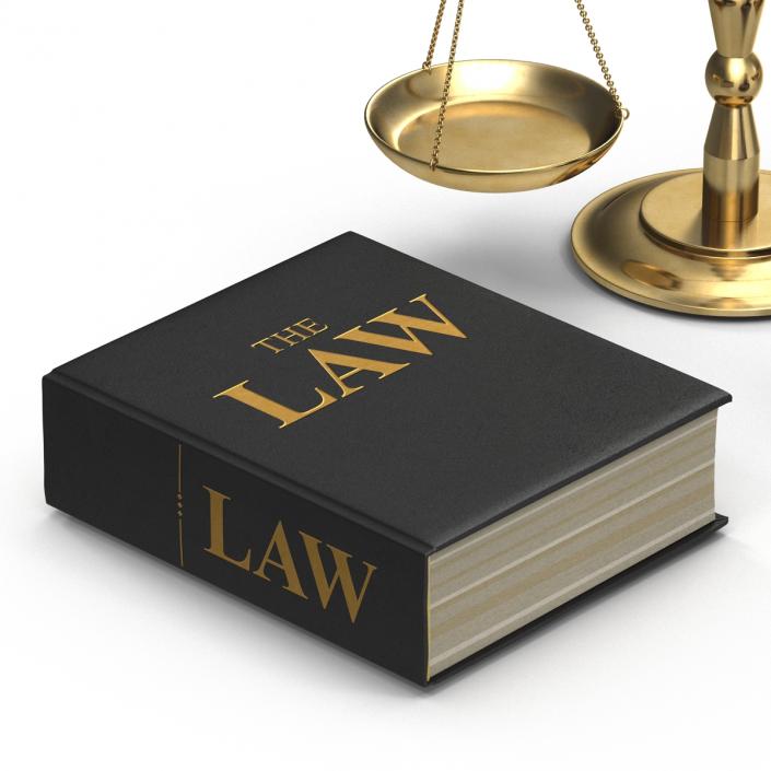 3D Legal Gavel Scales And Law Book