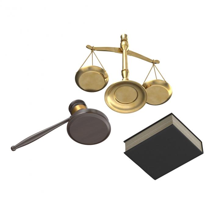 3D Legal Gavel Scales And Law Book