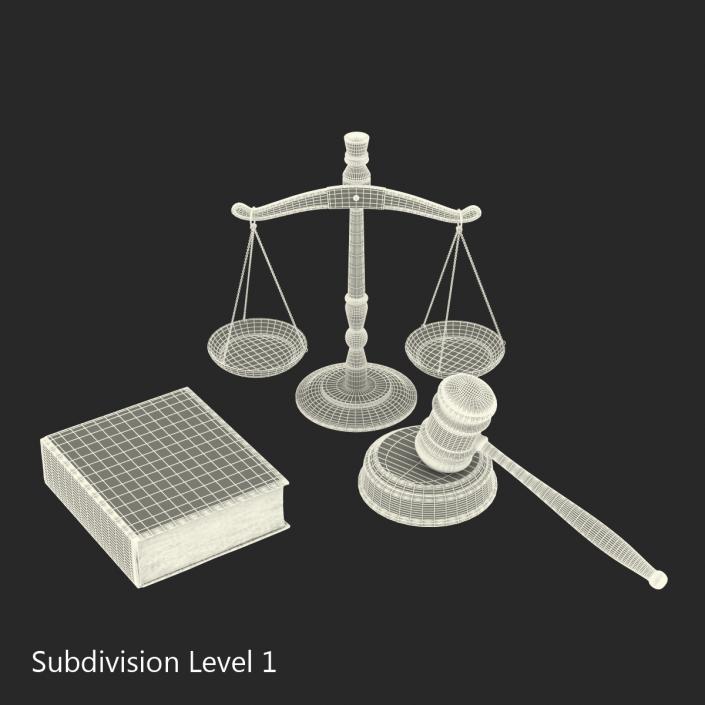 3D Legal Gavel Scales And Law Book