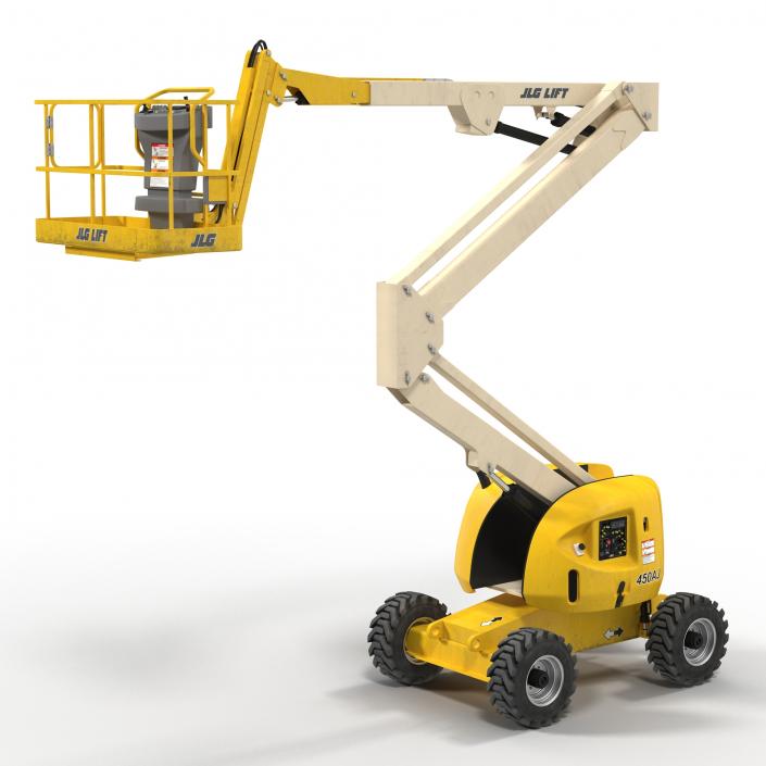 Telescopic Boom Lift JLG 450AJ Yellow Rigged 3D model