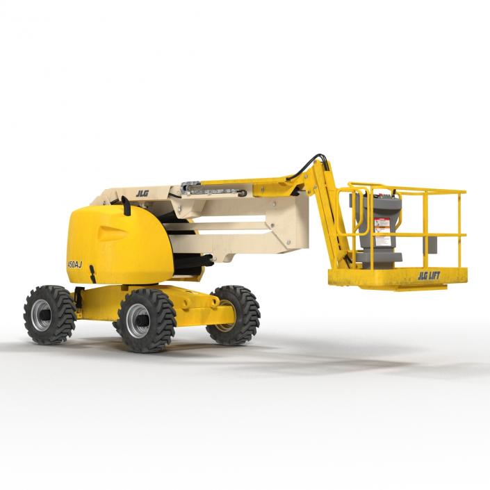 Telescopic Boom Lift JLG 450AJ Yellow Rigged 3D model