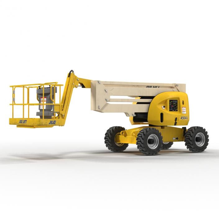 Telescopic Boom Lift JLG 450AJ Yellow Rigged 3D model