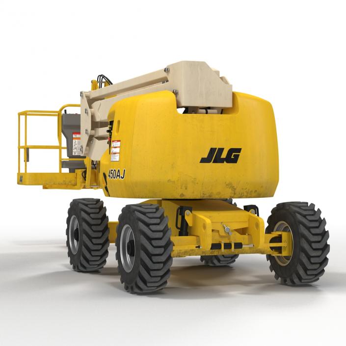 Telescopic Boom Lift JLG 450AJ Yellow Rigged 3D model