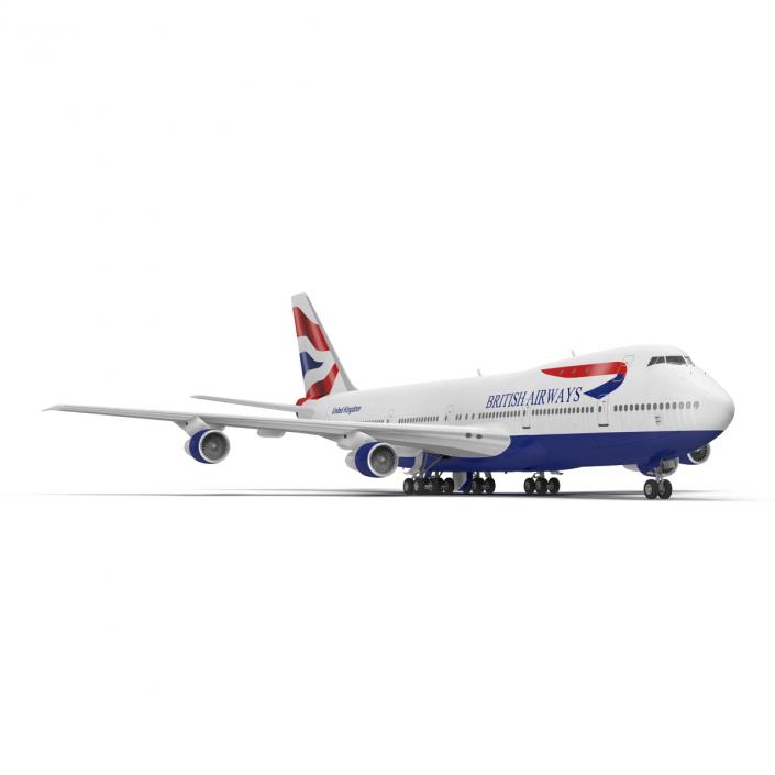 3D Boeing 747-100B British Airways Rigged model