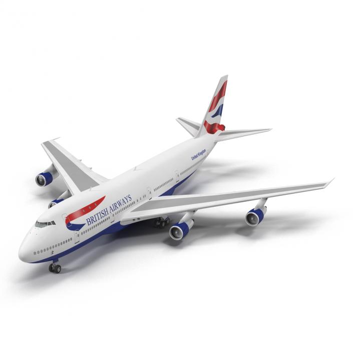 3D Boeing 747-100B British Airways Rigged model