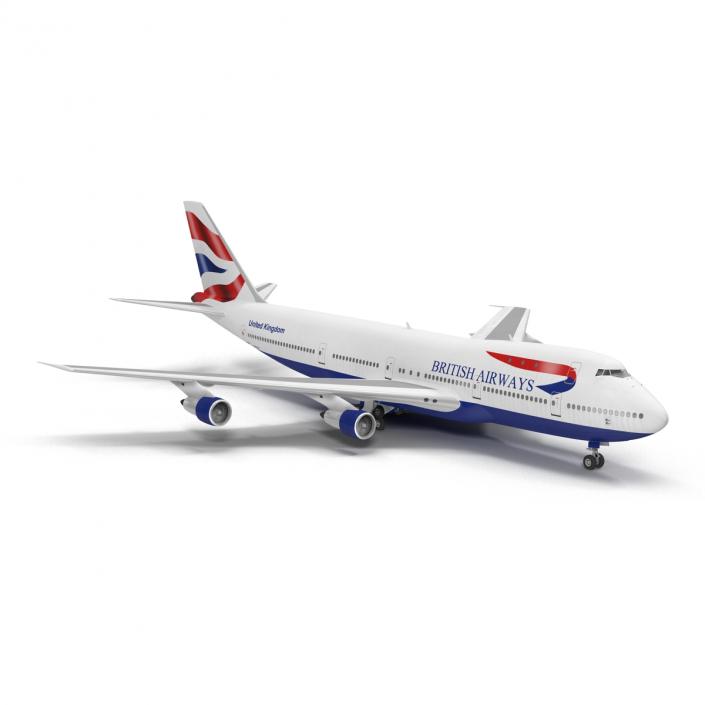 3D Boeing 747-100B British Airways Rigged model