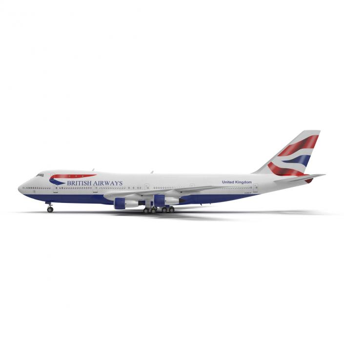 3D Boeing 747-100B British Airways Rigged model