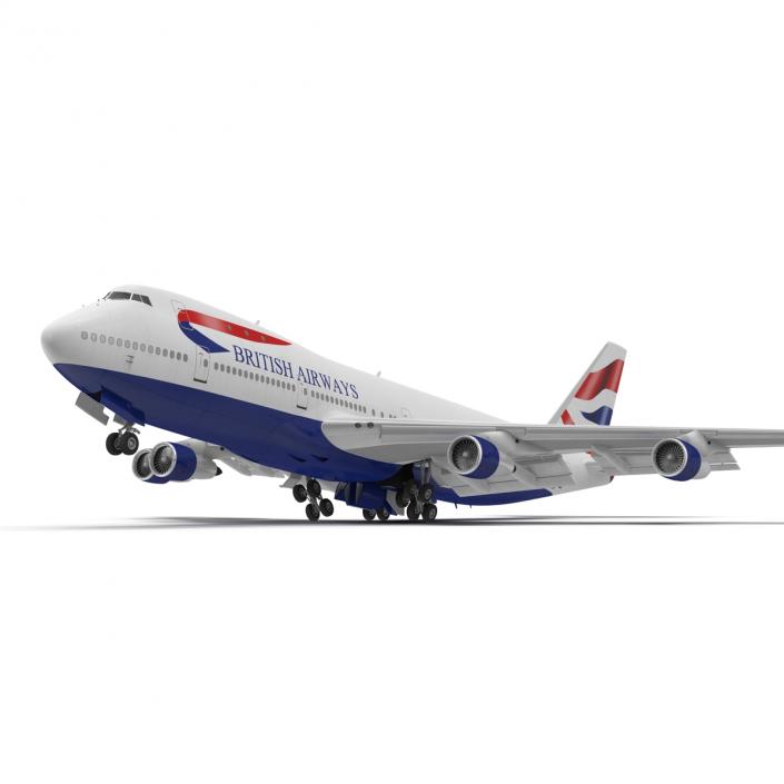 3D Boeing 747-100B British Airways Rigged model