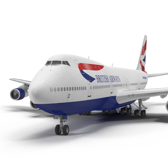 3D Boeing 747-100B British Airways Rigged model