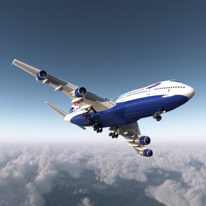 3D Boeing 747-100B British Airways Rigged model