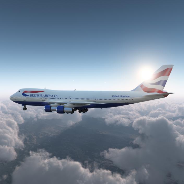 3D Boeing 747-100B British Airways Rigged model