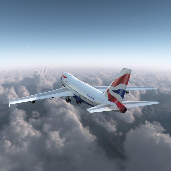 3D Boeing 747-100B British Airways Rigged model