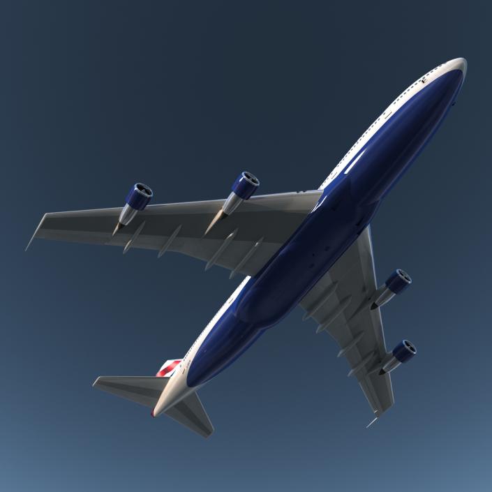 3D Boeing 747-100B British Airways Rigged model