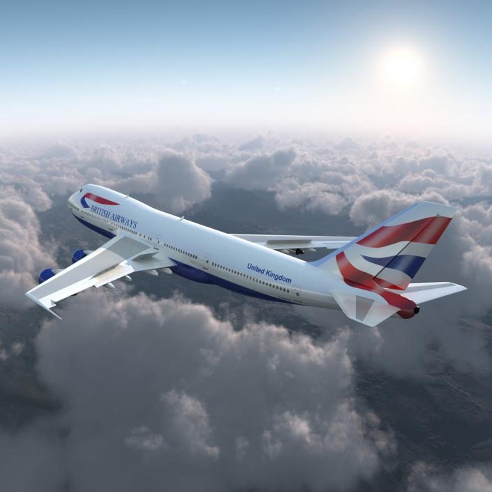 3D Boeing 747-100B British Airways Rigged model