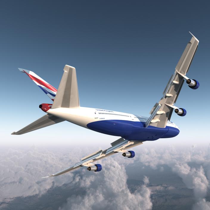 3D Boeing 747-100B British Airways Rigged model