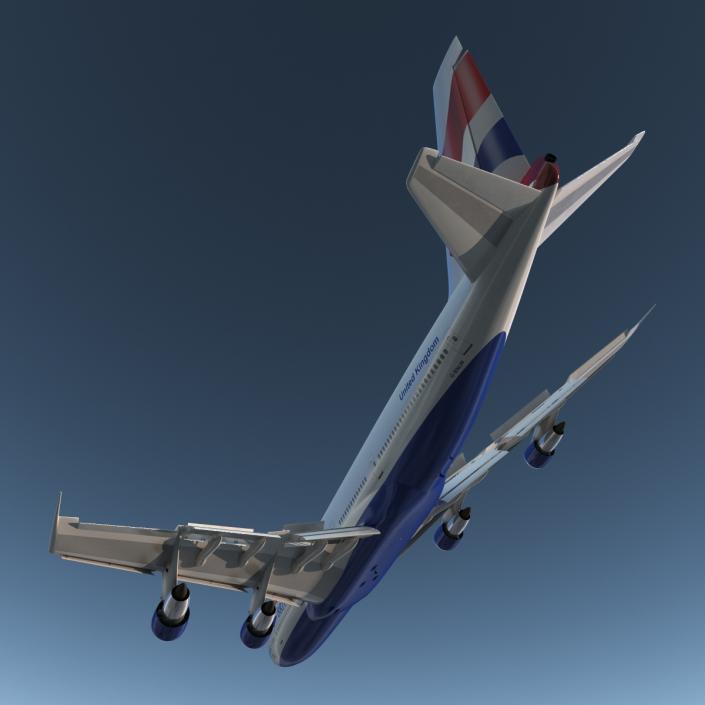 3D Boeing 747-100B British Airways Rigged model