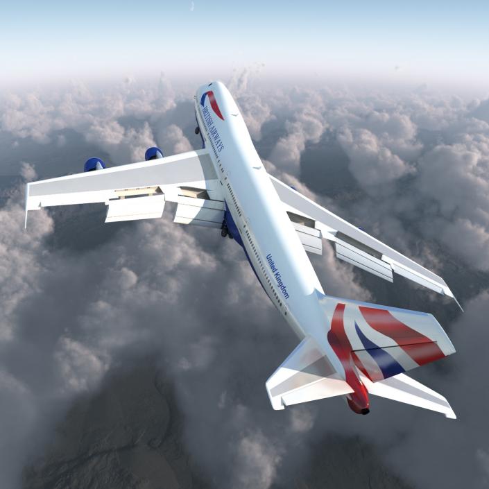 3D Boeing 747-100B British Airways Rigged model