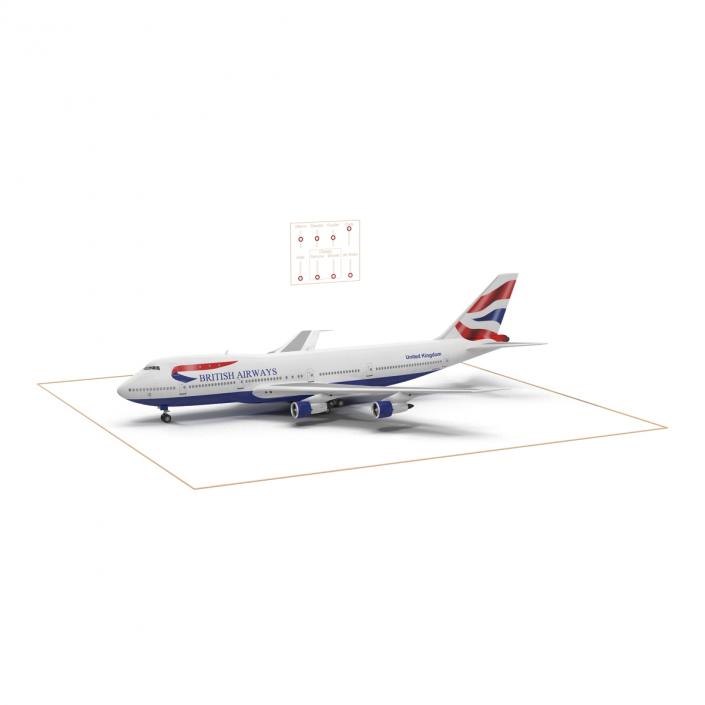 3D Boeing 747-100B British Airways Rigged model