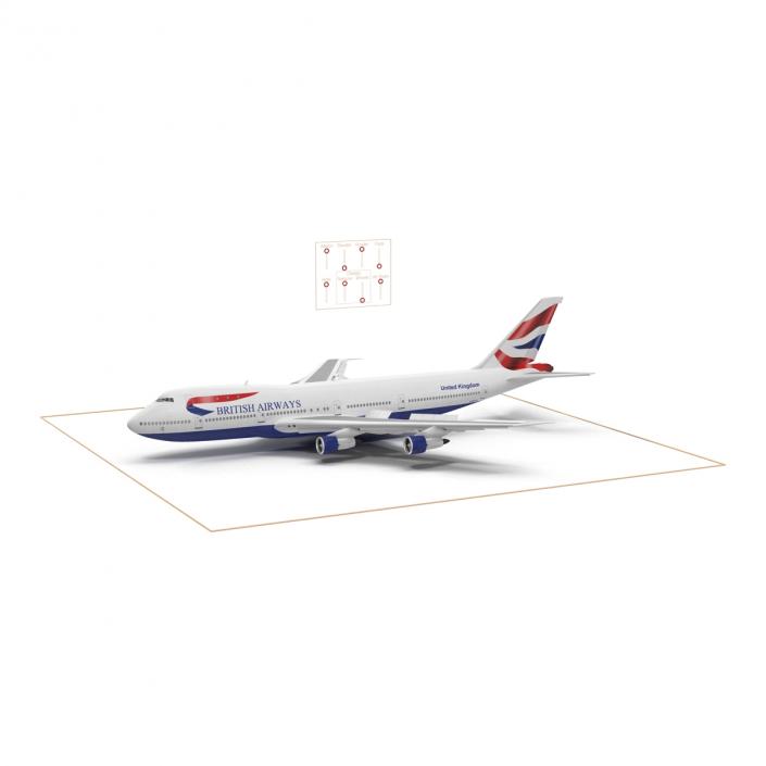 3D Boeing 747-100B British Airways Rigged model