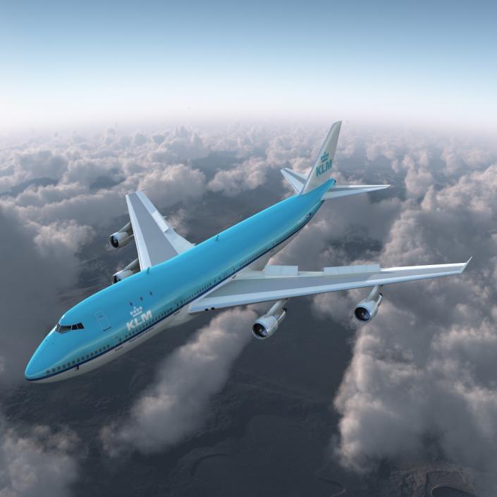 3D Boeing 747-100B KLM Rigged