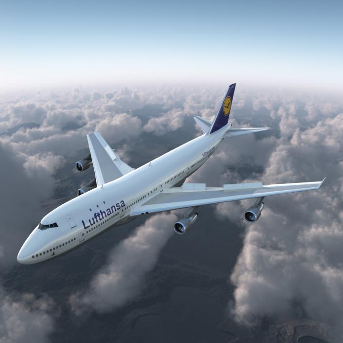 Boeing 747-100B Lufthansa Rigged 3D