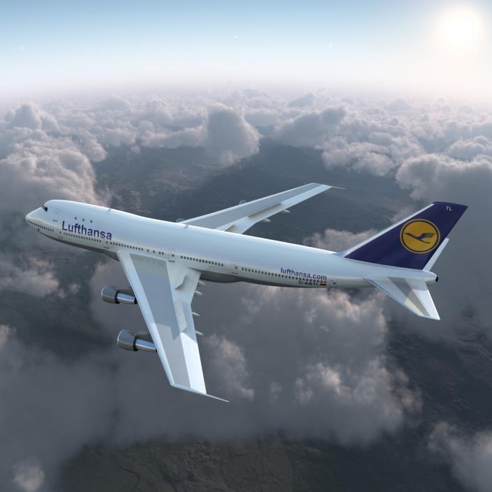 Boeing 747-100B Lufthansa Rigged 3D