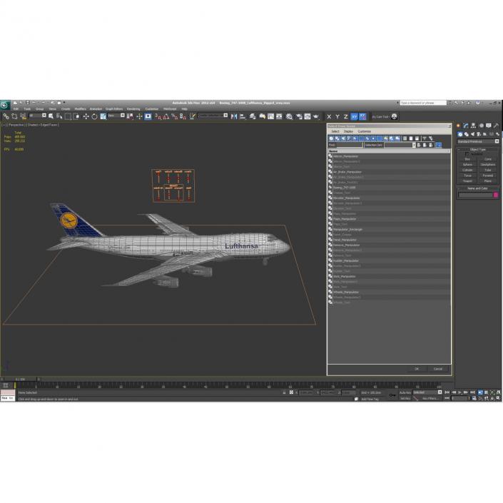 Boeing 747-100B Lufthansa Rigged 3D