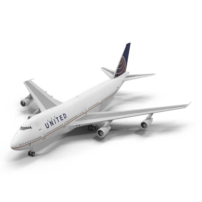 Boeing 747-100B United Rigged 3D model