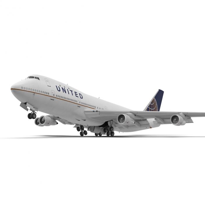 Boeing 747-100B United Rigged 3D model