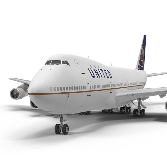 Boeing 747-100B United Rigged 3D model