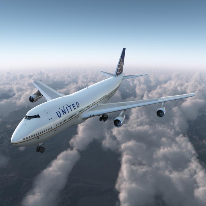 Boeing 747-100B United Rigged 3D model