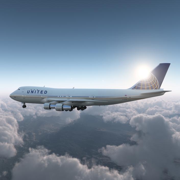 Boeing 747-100B United Rigged 3D model