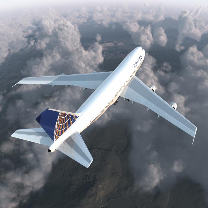 Boeing 747-100B United Rigged 3D model