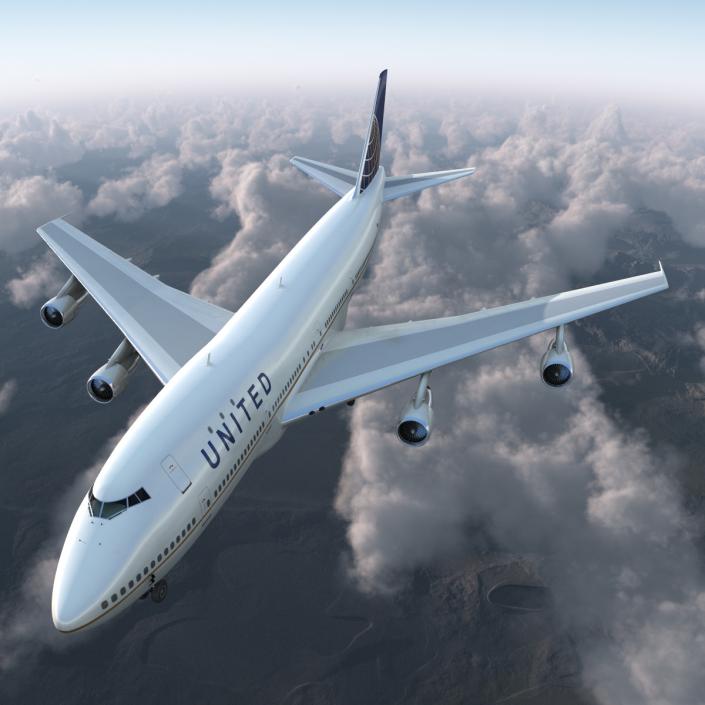 Boeing 747-100B United Rigged 3D model