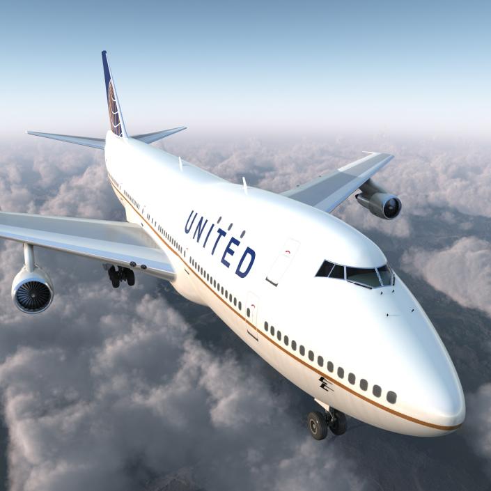 Boeing 747-100B United Rigged 3D model